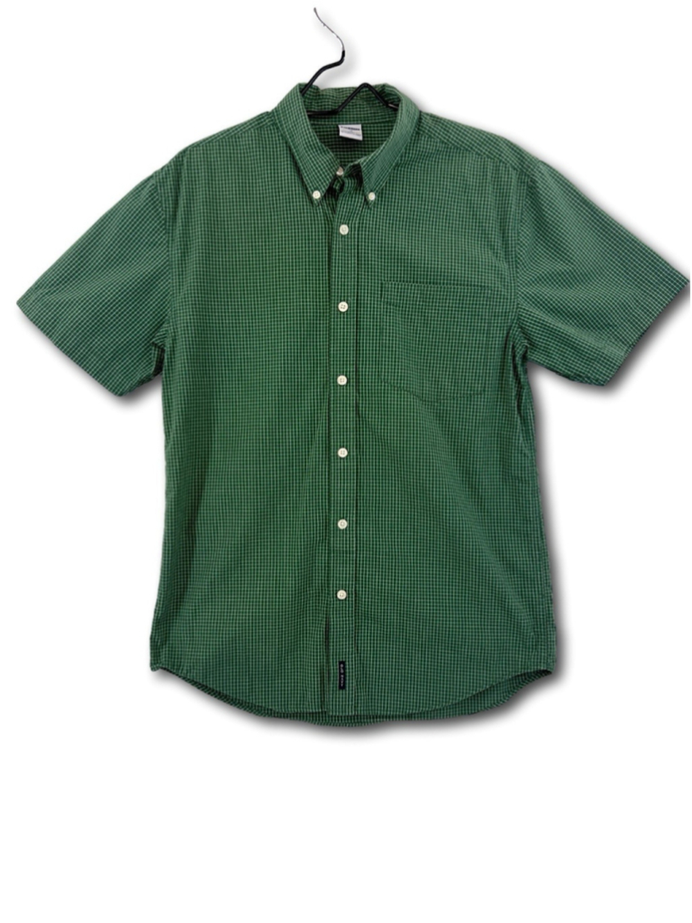 Old Navy Button Down Shirt Short Sleeve Green White Stripe Men’s Size 16